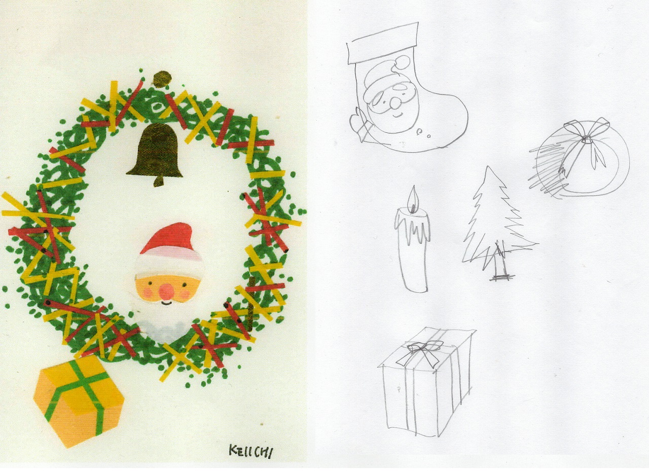 鉛筆画のクリスマスカード